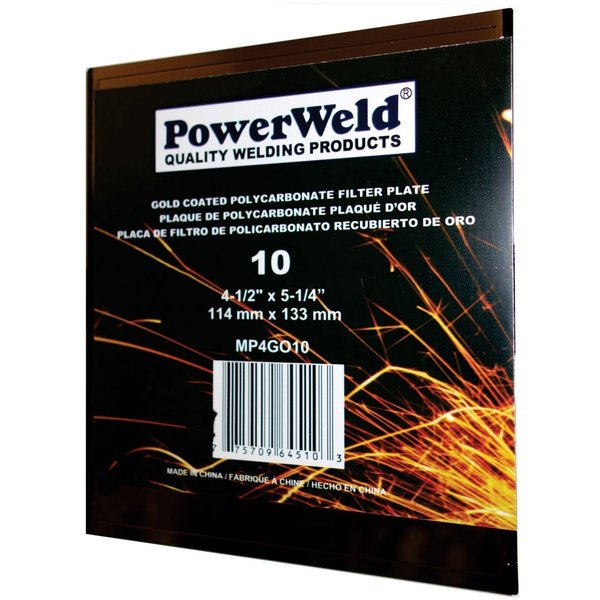 Powerweld Gold Polycarbonate Filter Plate, 4-1/2" x 5-1/4", Shade #11 MP4GO11